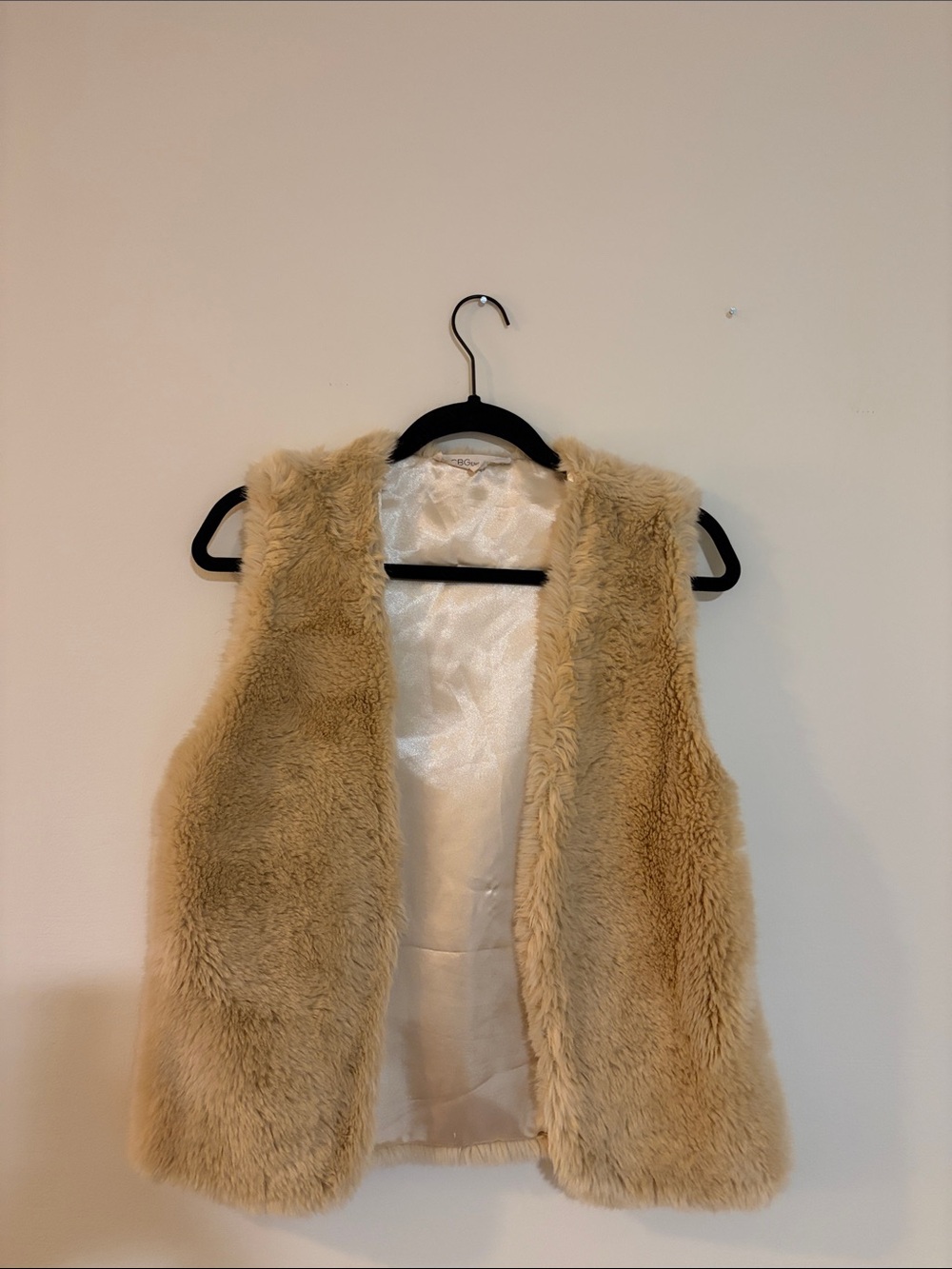 BCBGeneration Faux Fur Vest in Light Tan